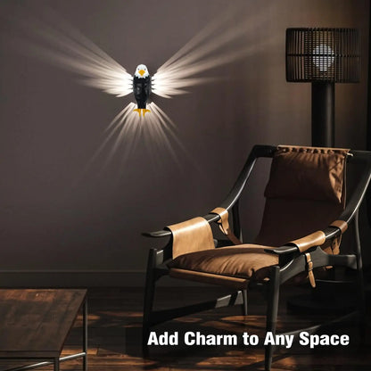 Bald Eagle Wall Light, Wall Mounted Eagle Lamp for Bedroom, Living Room, Hallway, Battery Operated Eagle Light
