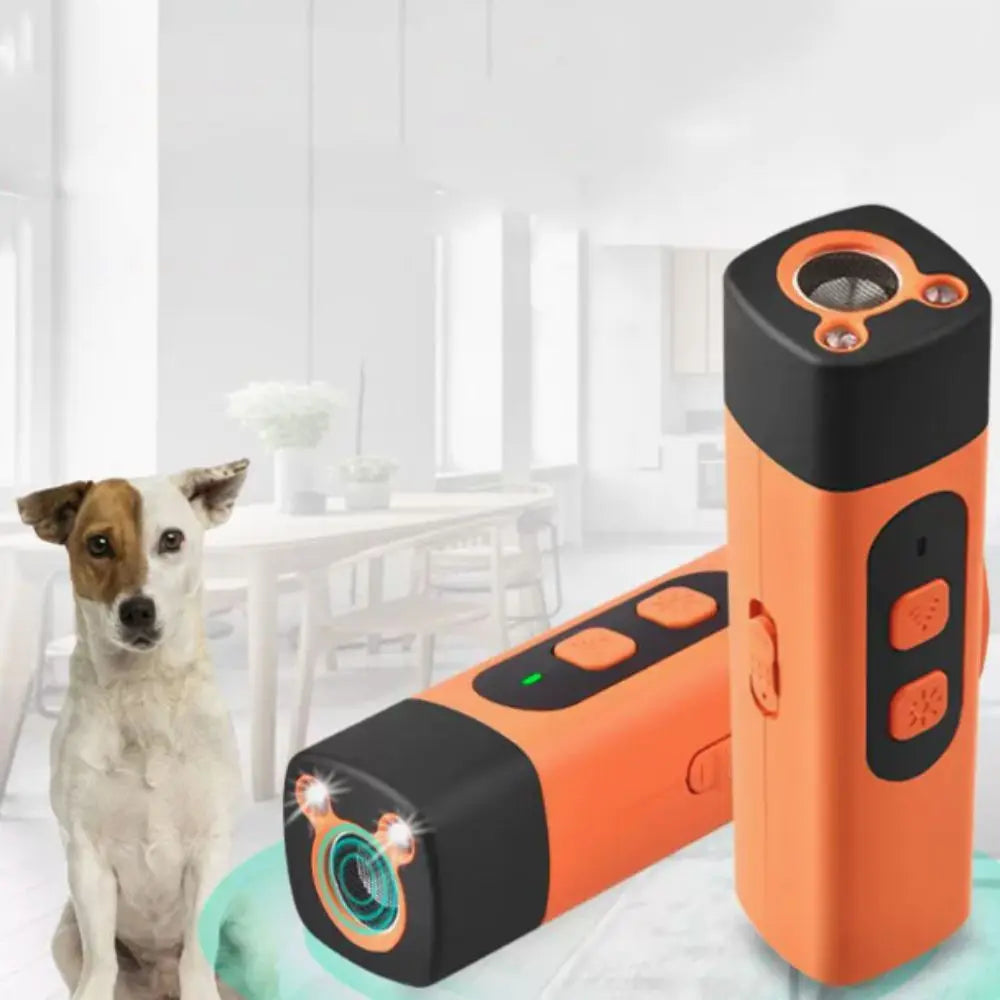 Rechargeable Ultrasonic Dog Repeller with LED Flashlight - Effective Anti-Barking Training Device for Your Pet