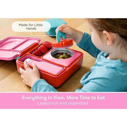 Stylish Insulated Lunch Box for Kids - Leak Proof Thermos Food Jar with 3 Compartments and Two Temperature Zones