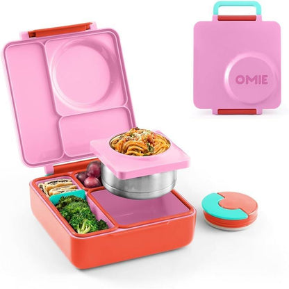 Stylish Insulated Lunch Box for Kids - Leak Proof Thermos Food Jar with 3 Compartments and Two Temperature Zones