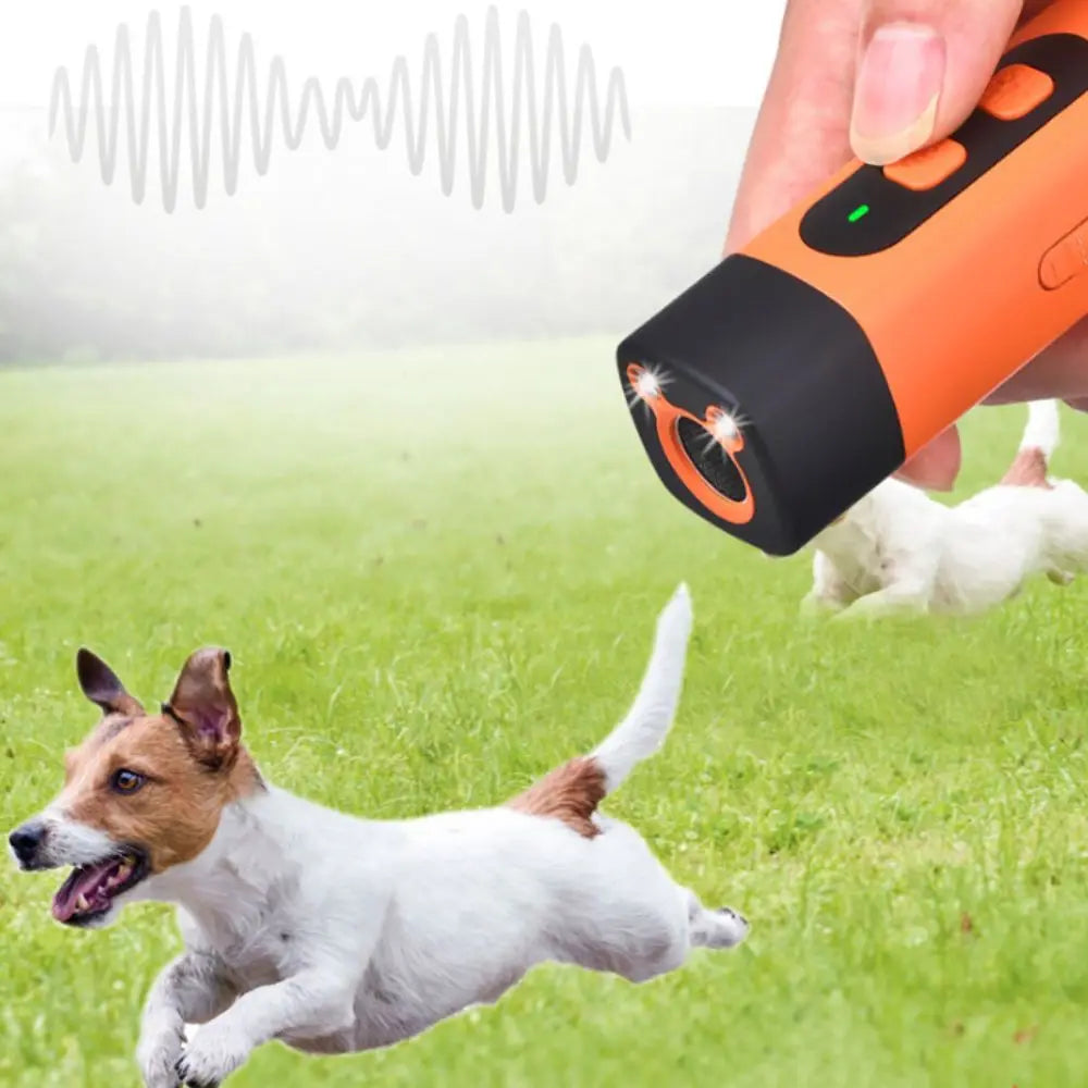 Rechargeable Ultrasonic Dog Repeller with LED Flashlight - Effective Anti-Barking Training Device for Your Pet