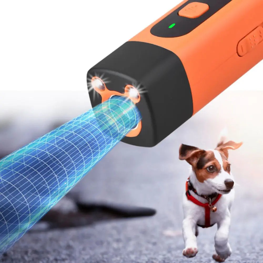 Rechargeable Ultrasonic Dog Repeller with LED Flashlight - Effective Anti-Barking Training Device for Your Pet