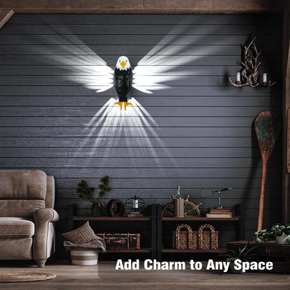 Bald Eagle Wall Light, Wall Mounted Eagle Lamp for Bedroom, Living Room, Hallway, Battery Operated Eagle Light