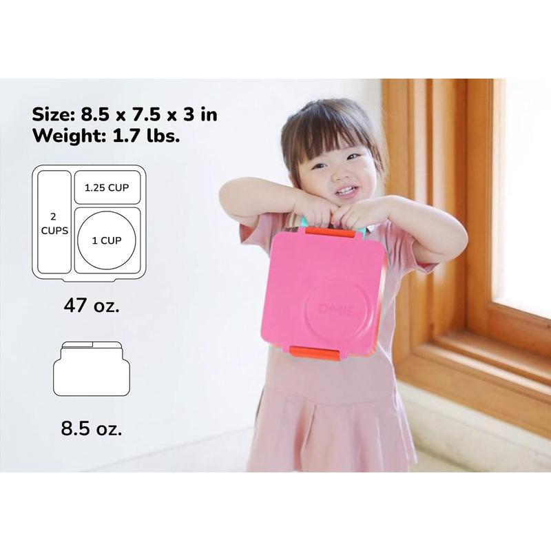 Stylish Insulated Lunch Box for Kids - Leak Proof Thermos Food Jar with 3 Compartments and Two Temperature Zones