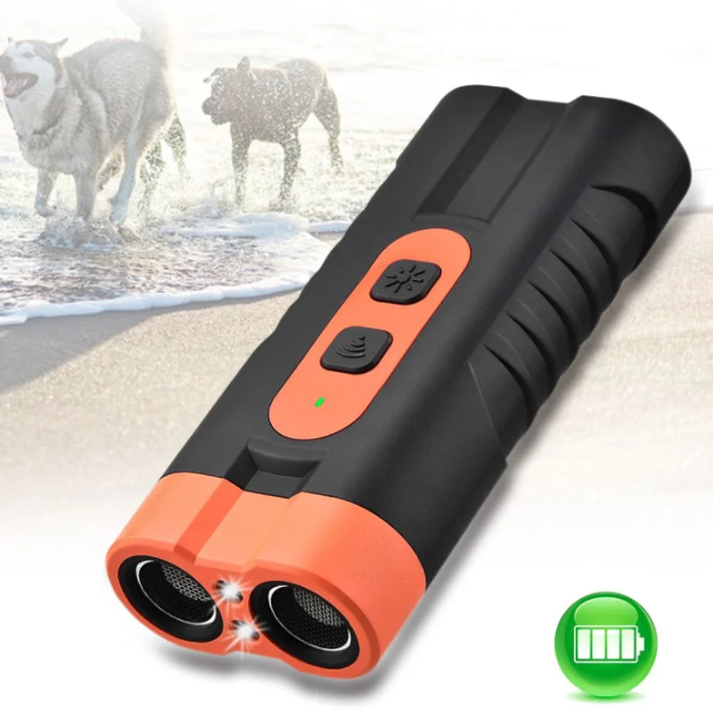 Rechargeable Ultrasonic Dog Repeller with LED Flashlight - Effective Anti-Barking Training Device for Your Pet