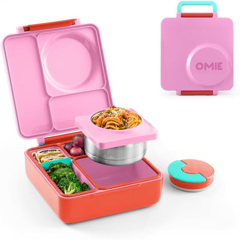 Stylish Insulated Lunch Box for Kids - Leak Proof Thermos Food Jar with 3 Compartments and Two Temperature Zones
