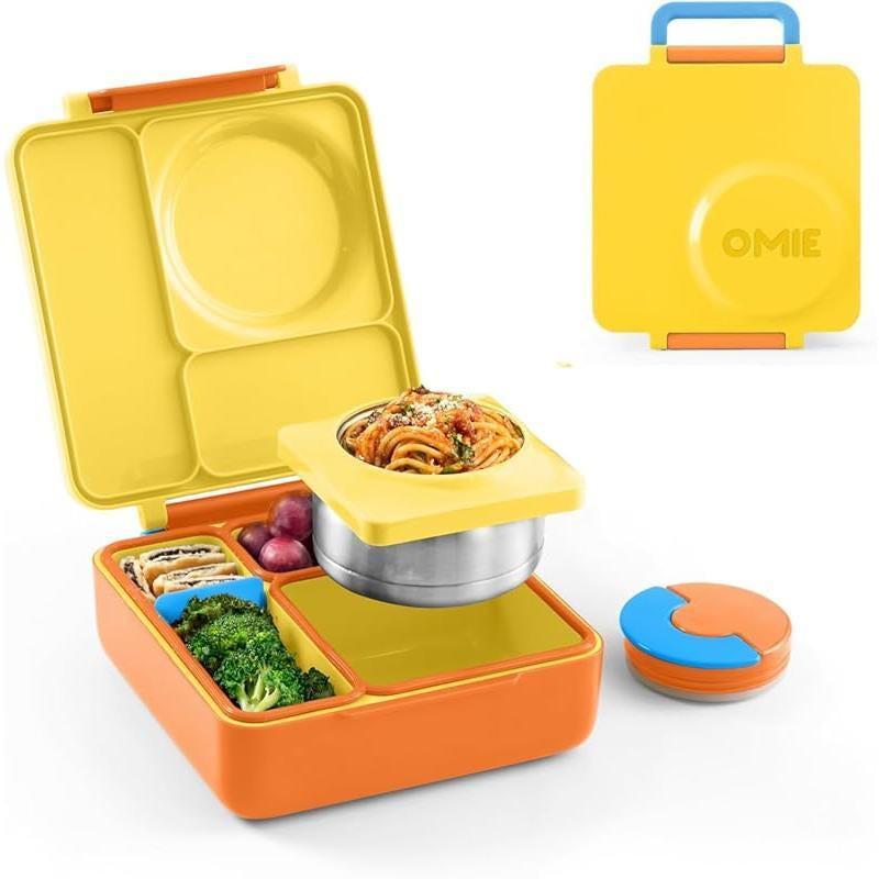 Stylish Insulated Lunch Box for Kids - Leak Proof Thermos Food Jar with 3 Compartments and Two Temperature Zones